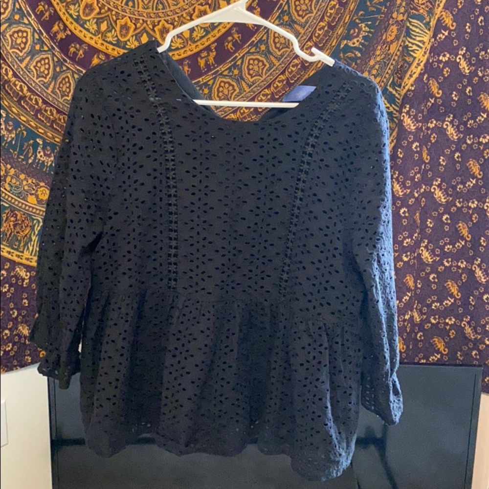 Francesca’s Black Netted Formal Blouse